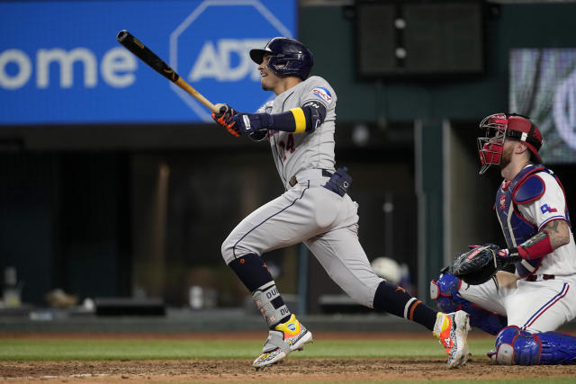 Houston, United States. 14th Apr, 2023. Houston Astros second baseman Mauricio  Dubon (14) during the MLB game between the Texas Ranges and the Houston  Astros on Friday, April 14, 2023 at Minute