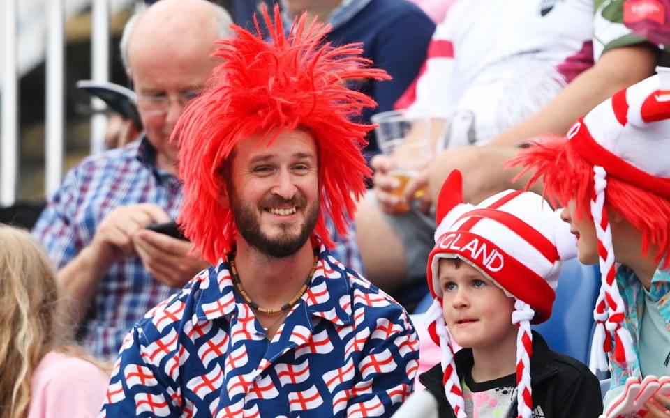 Spectators wear team England themed hats prior to the Opening Ceremony of the Birmingham 2022 Commonwealth Games - GETTY IMAGES