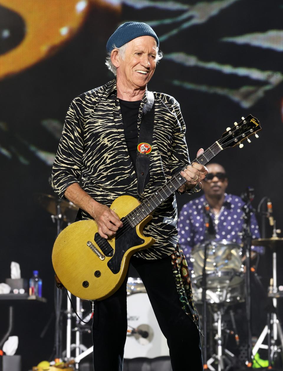 Keith Richards performs on stage during the Rolling Stones' opening show of their Hackney Diamonds Tour in Houston, April 28, 2024.