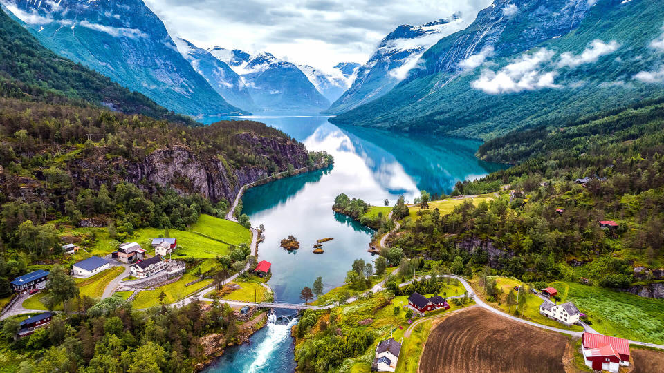 Beautiful Nature Norway natural landscape aerial photography.