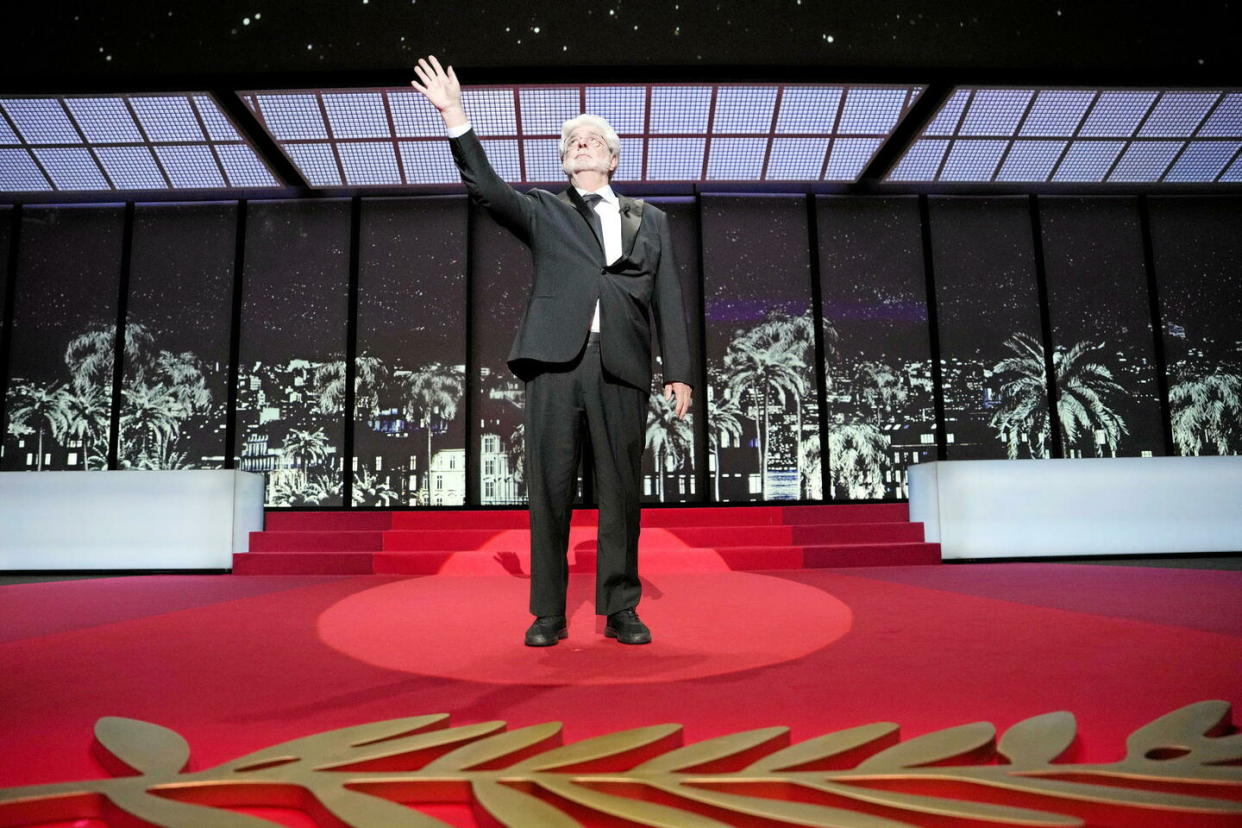 George Lucas a reçu la palme d'or d'honneur pour l'ensemble de sa carrière de réalisateur, scénariste et producteur, au Festival de Cannes 2024.  - Credit:Andreea Alexandru/AP/SIPA