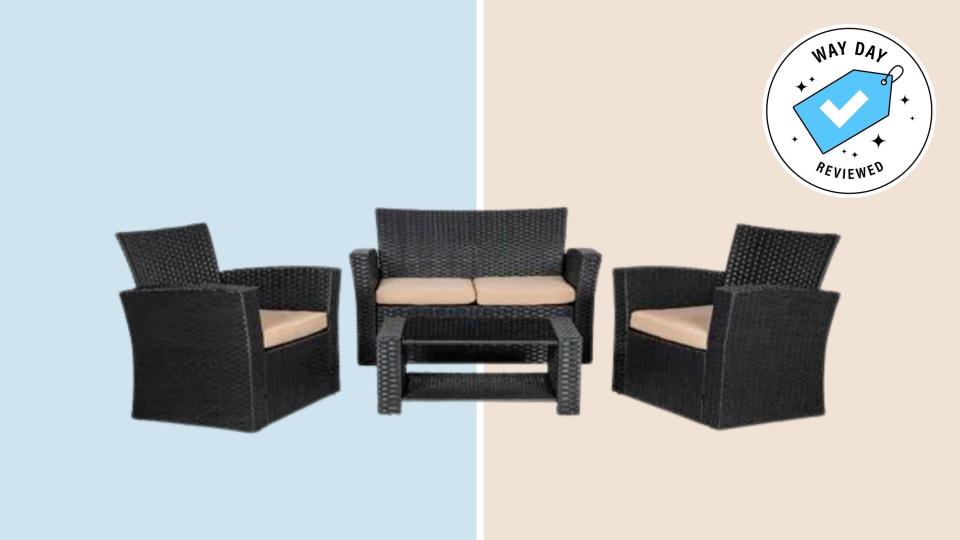 Upgrade your deck with this discounted wicker set.