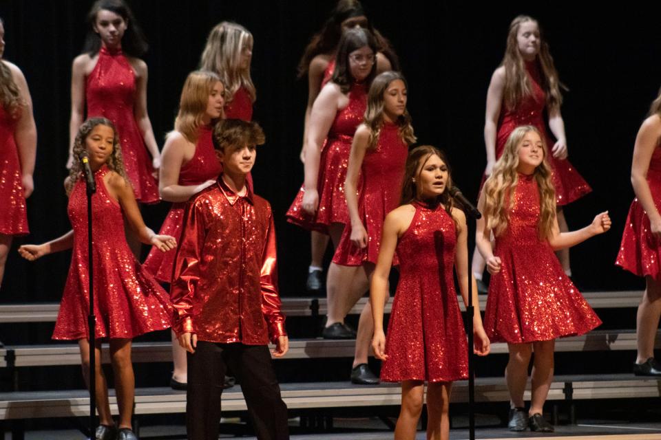 Alliance Middle School's Show Choir performs Feb. 25 at the 2023 Royal Aviation competition event at Alliance High School.