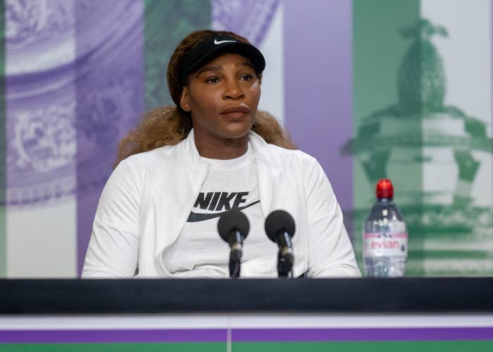 Serena Williams attends a press conference on June 27.