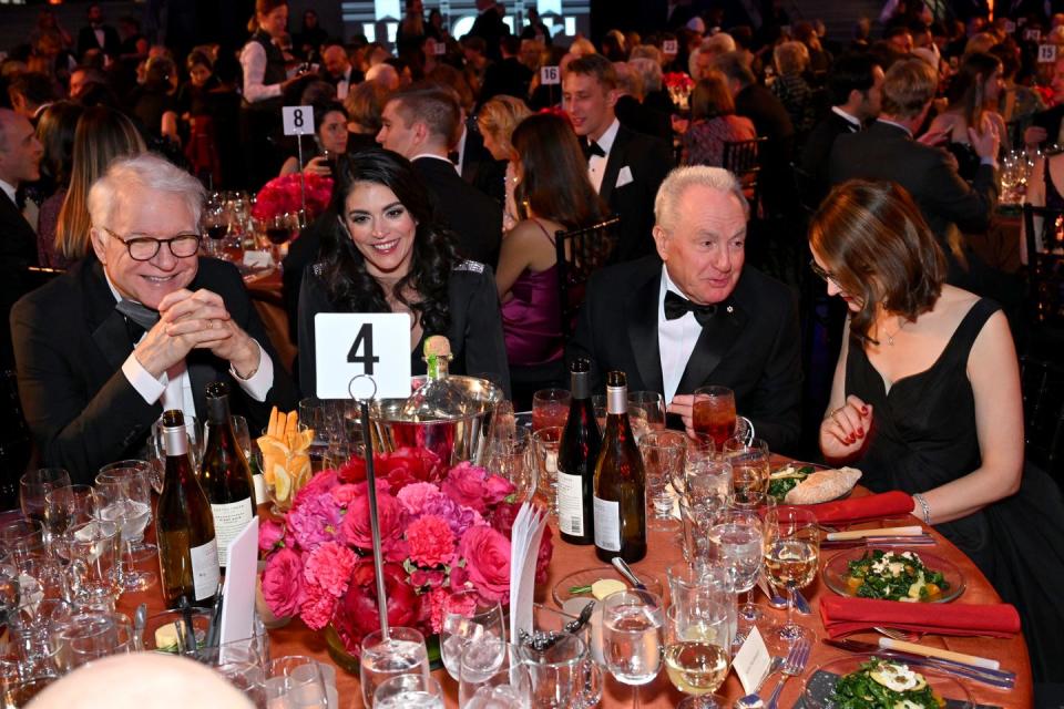 Steve Martin, Cecily Strong, Lorne Michaels, and Anne Stringfield