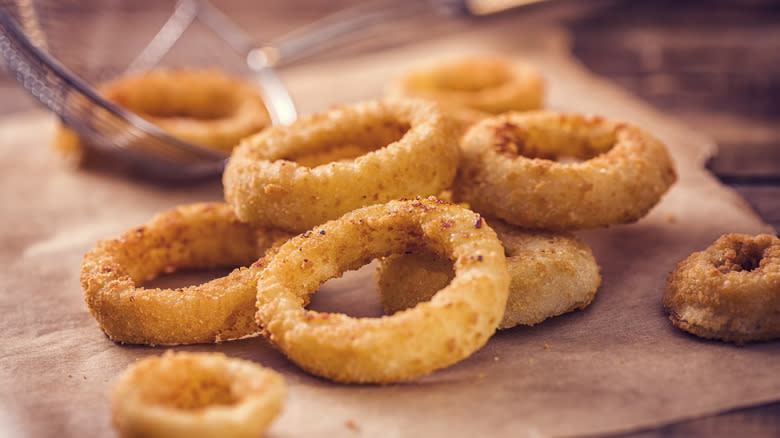 onion rings out of fryer