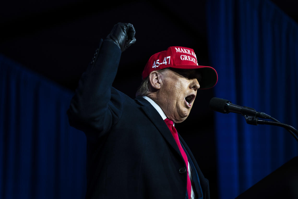 Donald Trump speaks at a rally held in Michigan on Saturday.