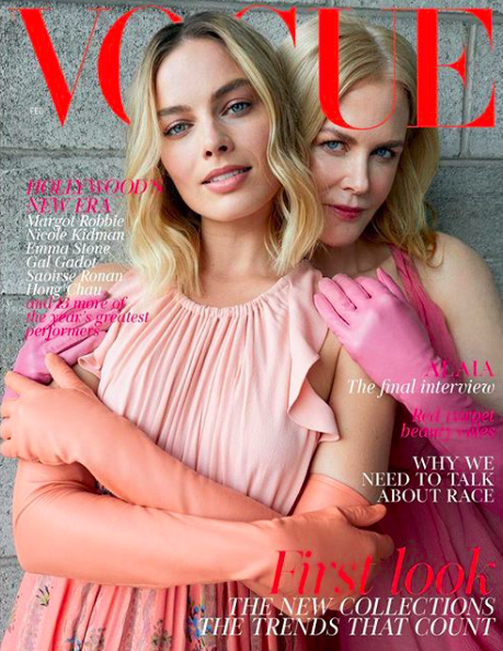 People have criticised Vogue for featuring Nicole Kidman and Margot Robbie next to a cover line about race [Photo: Instagram/britishvogue]