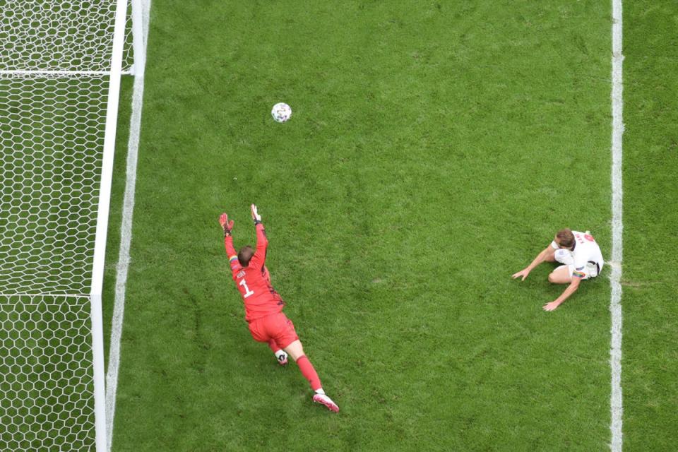 Kane scored his first goal of Euro 2020 at the quarter-final stage (Getty Images)