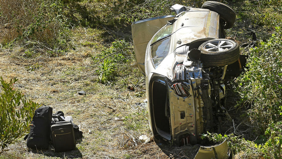 Tiger Woods' mangled car, pictured here after the high-speed crash.