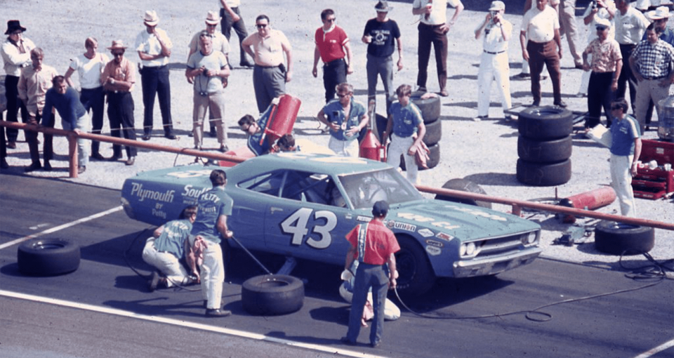 RIchard Petty goes for a pit stop