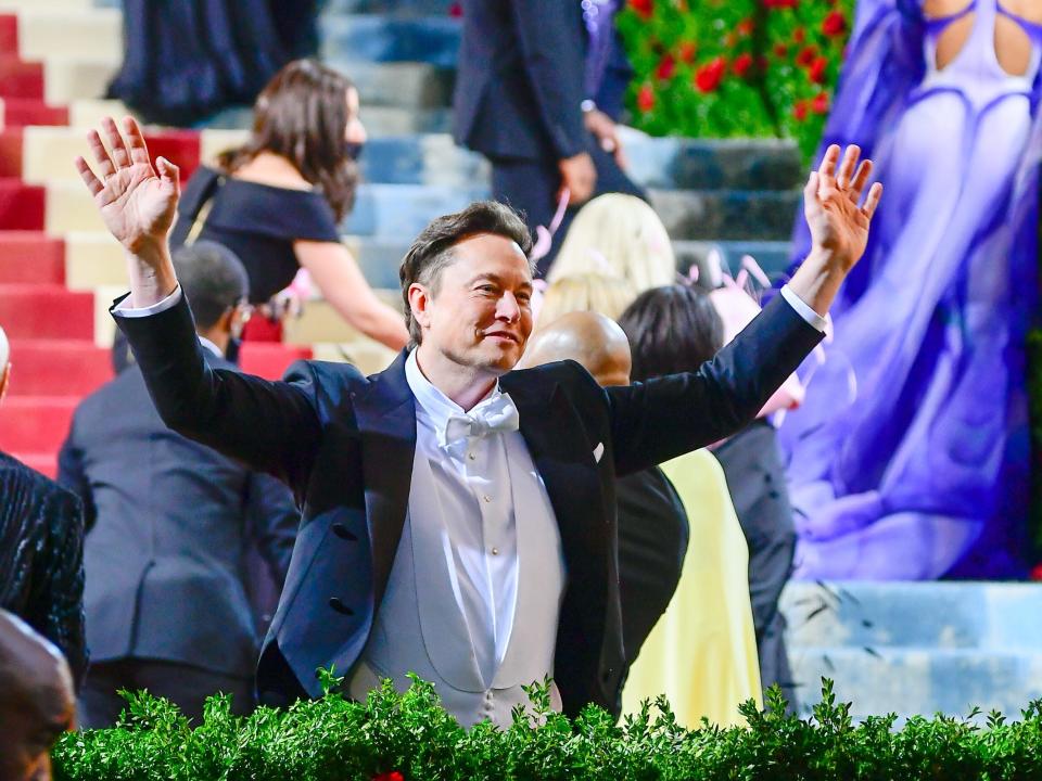 Elon Musk attends the Met Gala in New York on May 2.