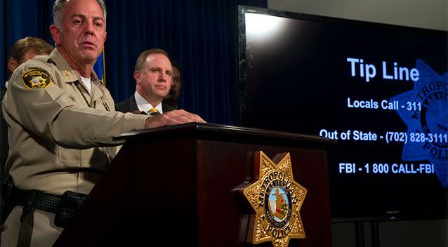 Las Vegas Sheriff Joseph Lombardo believes Paddock had an accomplice. Source: PA via Yahoo UK