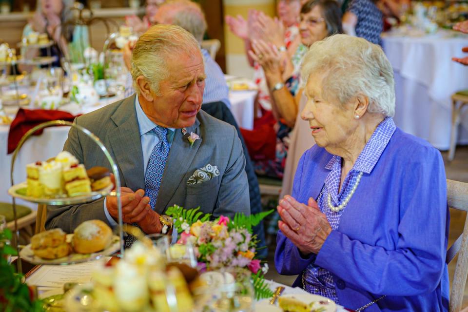 Charles chats with Elizabeth Powell (Ben Birchall/PA) (PA Wire)