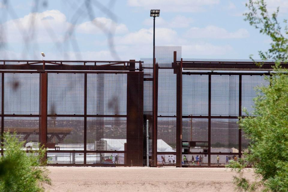 <p>Tents to house unaccompanied migrant children are seen at the Tornillo-Marcelino Serna Port of Entry on June 18, 2018 in Tornillo, Texas.</p>