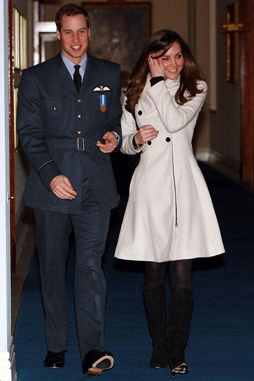 It was the look of love - and a shift towards classic coats - for Kate and William as they stepped out together in 2008.