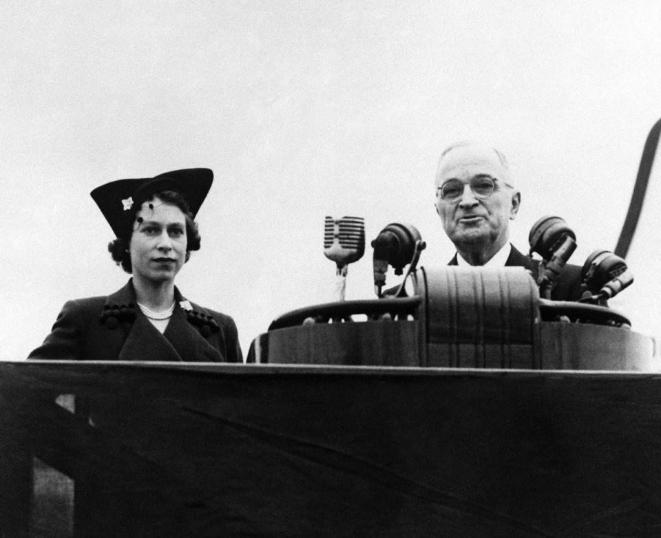 USA, 1951: Queen Elizabeth II and the then US President Harry Truman in Washington D.C., 1951. (PA)