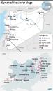 Map of Syria showing the Syrian cities under siege and by whom