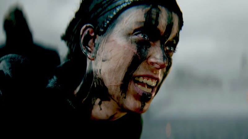 Senua's Saga: Hellblade II protagonist Senua stares at something off screen.