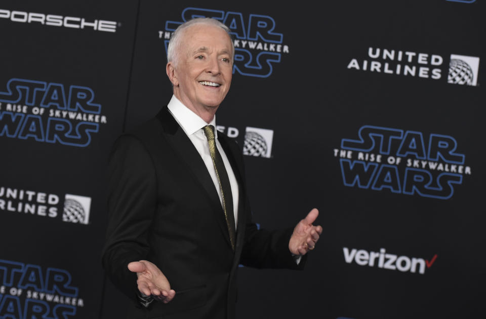 Anthony Daniels arrives at the world premiere of "Star Wars: The Rise of Skywalker" on Monday, Dec. 16, 2019, in Los Angeles (Jordan Strauss/Invision/AP)