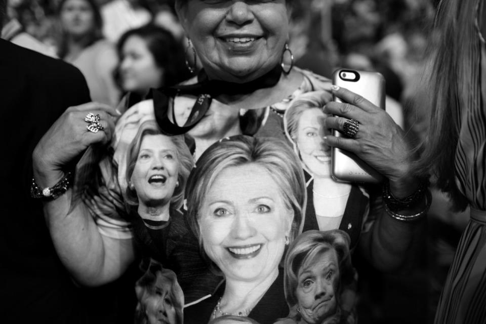 <p>Supporter of Hillary Clinton shows her shirt during the final day of the Democratic National Convention in Philadelphia, PA. on July 28, 2016. (Photo: Khue Bui for Yahoo News) </p>