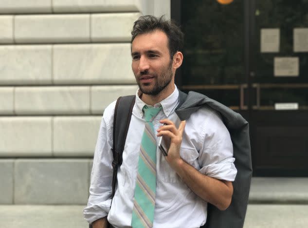 Alec Karakatsanis, the founder and executive director of Civil Rights Corps, outside the 5th U.S. Circuit Court of Appeals last week. (Photo: Ryan J. Reilly / HuffPost)