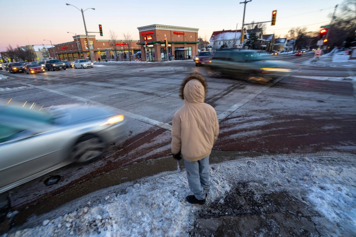 The intersection of West National Avenue and South Layton Boulevard is daunting for pedestrians. National Avenue will undergo major road work that includes safety improvements.