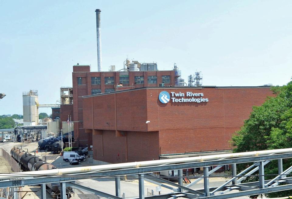 The Twin Rivers Technologies plant in Quincy as seen from the Fore River Bridge.