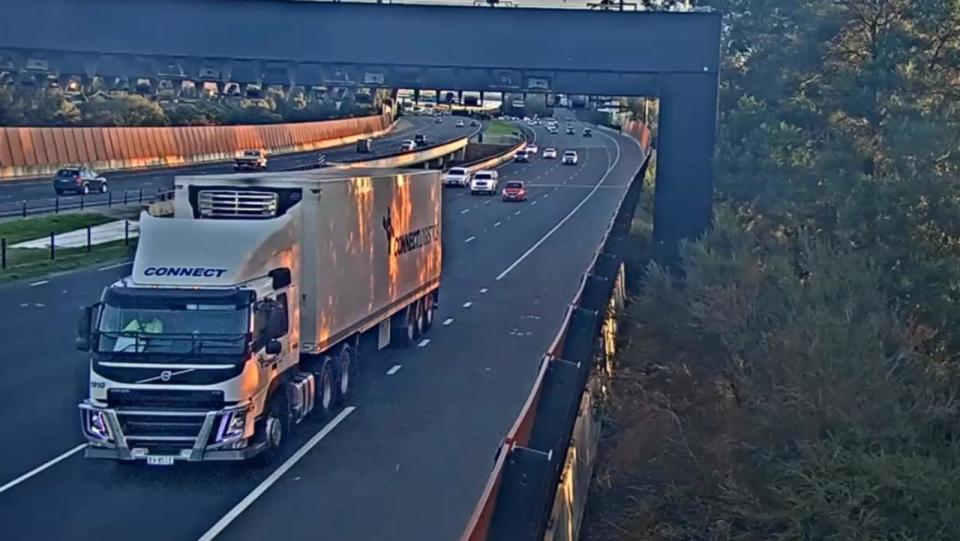 CCTV footage captured Mohinder Singh drifting across lanes minutes before the Eastern Freeway truck tragedy. Picture: Supreme Court of Victoria via NCA NewsWire