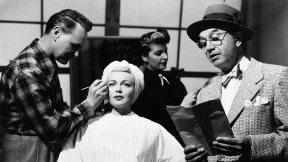 Lana Turner at the make up on the film set of The Bad and the Beautiful
