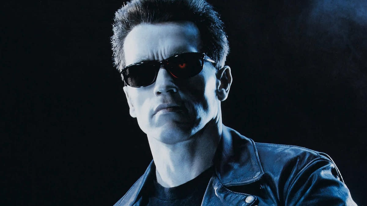  Arnold Schwarzenegger on the poster for Terminator 2: Judgement Day. 