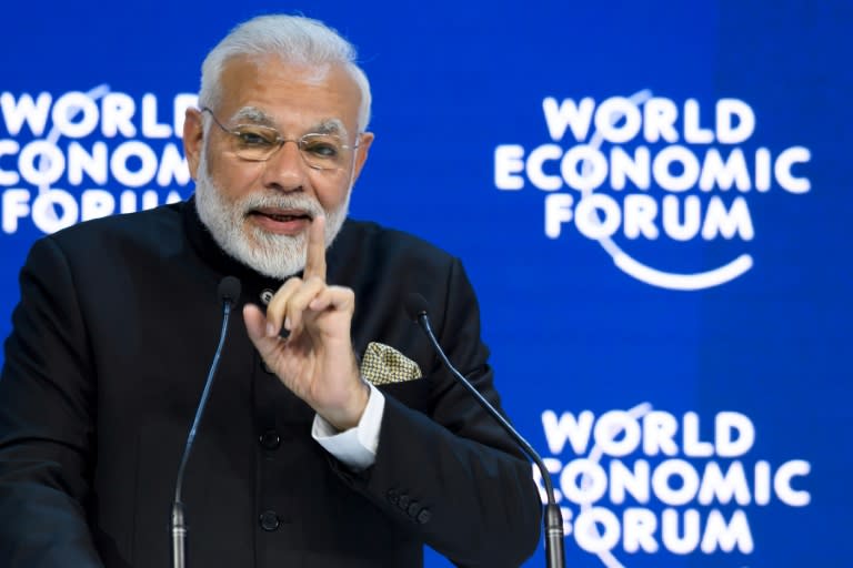 Indian Prime Minister Narendra Modi defended free trade in his opening address to the World Economic Forum