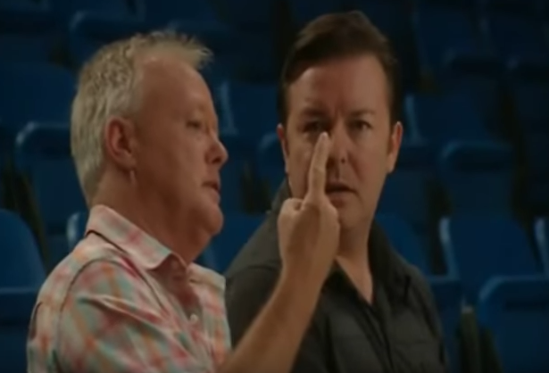 Keith Chegwin with Ricky Gervais on Extras: BBC/HBO/Youtube