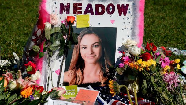 PHOTO: A memorial for Meadow Pollack, one of the victims of the Marjory Stoneman Douglas High School shooting, sits in a park in Parkland, Fla., Feb. 16, 2018. (Rhona Wise/AFP via Getty Images, FILE)