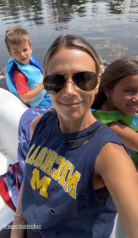 <p>Jana Kramer Instagram</p> Jana Kramer and her kids enjoy a day at the lake