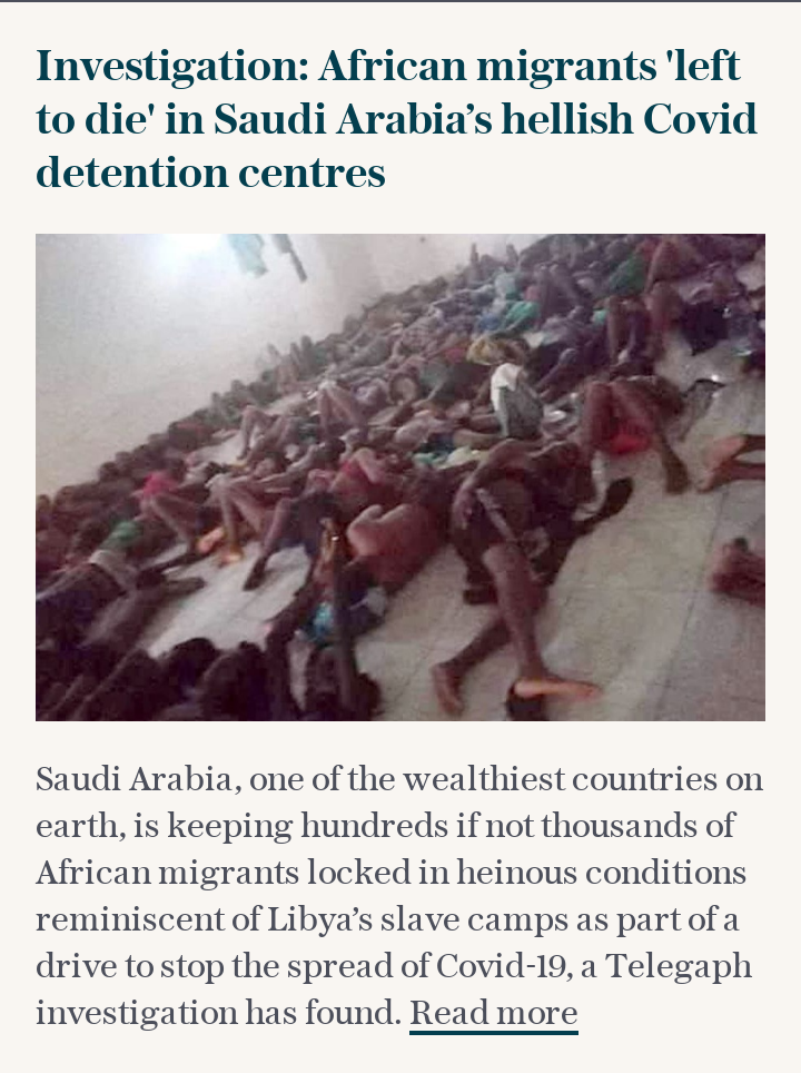 Investigation: African migrants 'left to die' in Saudi Arabia’s hellish Covid detention centres