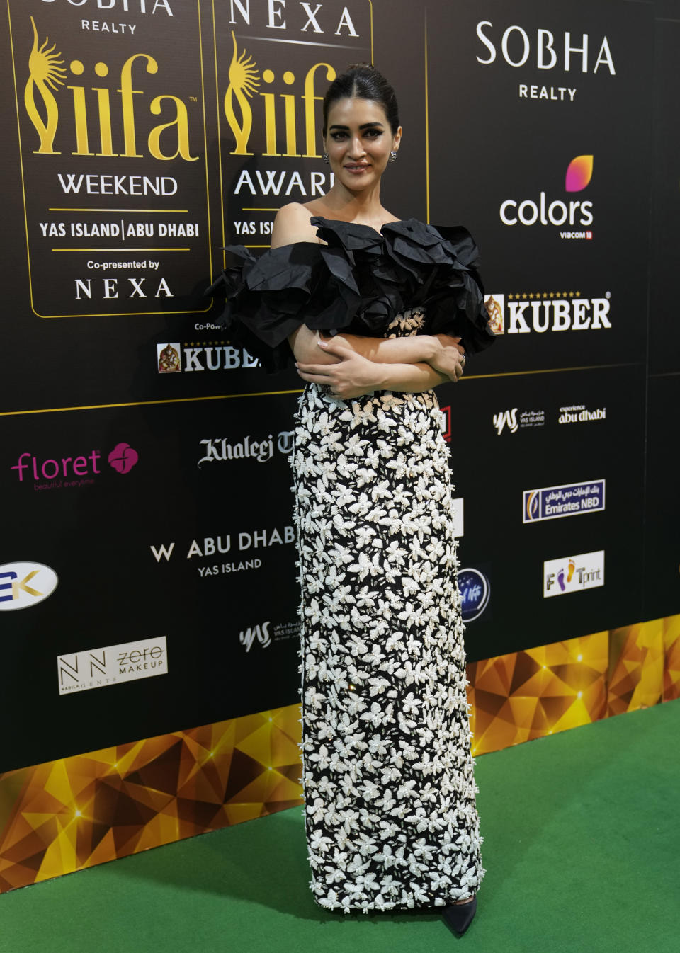 Bollywood actress Kriti Sanon arrives to attend the 23rd International Indian Film Academy (IIFA) awards In Abu Dhabi, United Arab Emirates, Friday, May 26, 2023. (AP Photo/Kamran Jebreili)