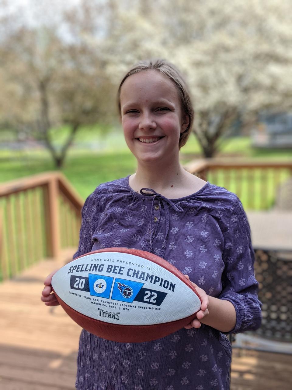 Sacred Heart Cathedral School eighth grader Miriam Campfield, 14, will compete in the 2022 Scripps National Spelling Bee in National Harbor, Maryland. She won the East Tennessee Regional Spelling Bee to make it nationals and is sponsored by the Tennessee Titans.