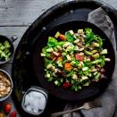 <p>This meatless main-dish salad combines creamy, satisfying white beans and avocado. Try mixing it up with different seasonal vegetables. <a href="https://www.eatingwell.com/recipe/259819/white-bean-veggie-salad/" rel="nofollow noopener" target="_blank" data-ylk="slk:View Recipe" class="link ">View Recipe</a></p>