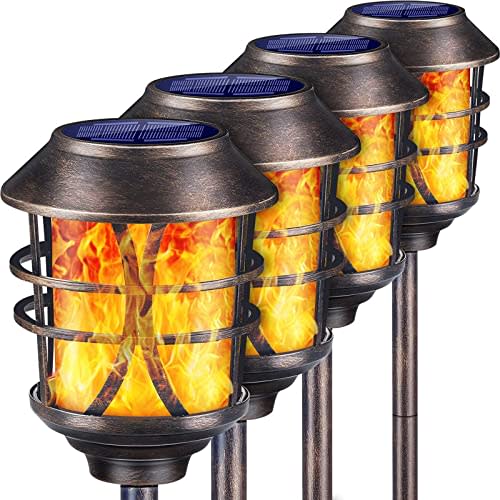 Metal Solar Torch Lights with Flickering Flame