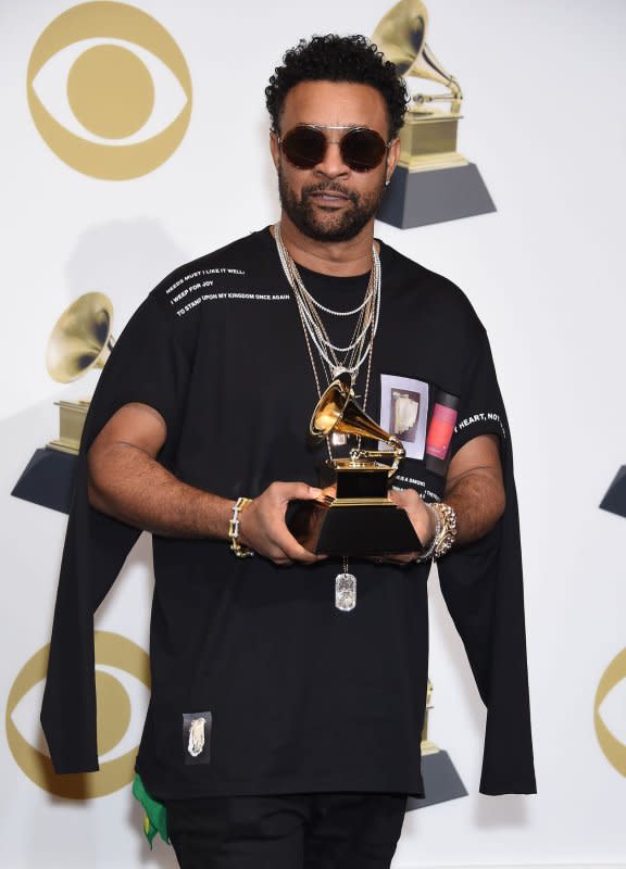 Shaggy appears backstage with his award for Best Reggae Album for "44/876," during the 61st annual Grammy Awards held at Staples Center in Los Angeles on February 10, 2019. The musician turns 55 on October 22. File Photo by Gregg DeGuire/UPI