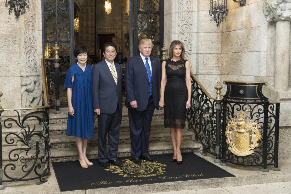 For the Governor’s Ball, Melania opted for a lace Dolce and Gabbana dress. [Photo: Getty]