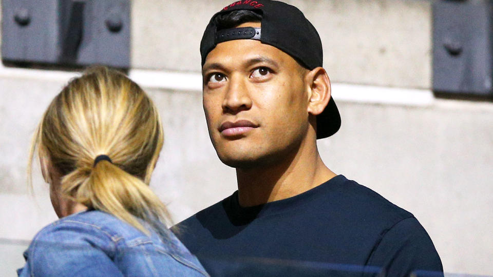 Israel Folau, pictured here at the Netball World Cup watching wife Maria.