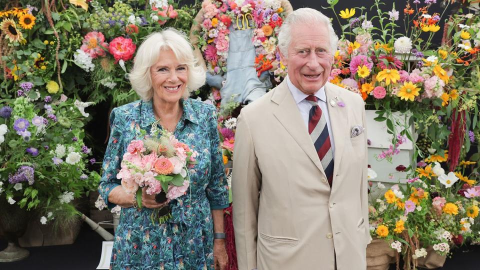 Prince Charles, Prince of Wales and Camilla, Duchess of Cornwall pose at The Sandringham Flower Show 2022 at Sandringham