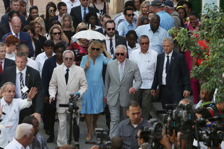 Britain's Prince Charles and Camilla, Duchess of Cornwall, walk in Old Havana, Cuba, March 25, 2019. REUTERS/Fernando Medina NO RESALES. NO ARCHIVE