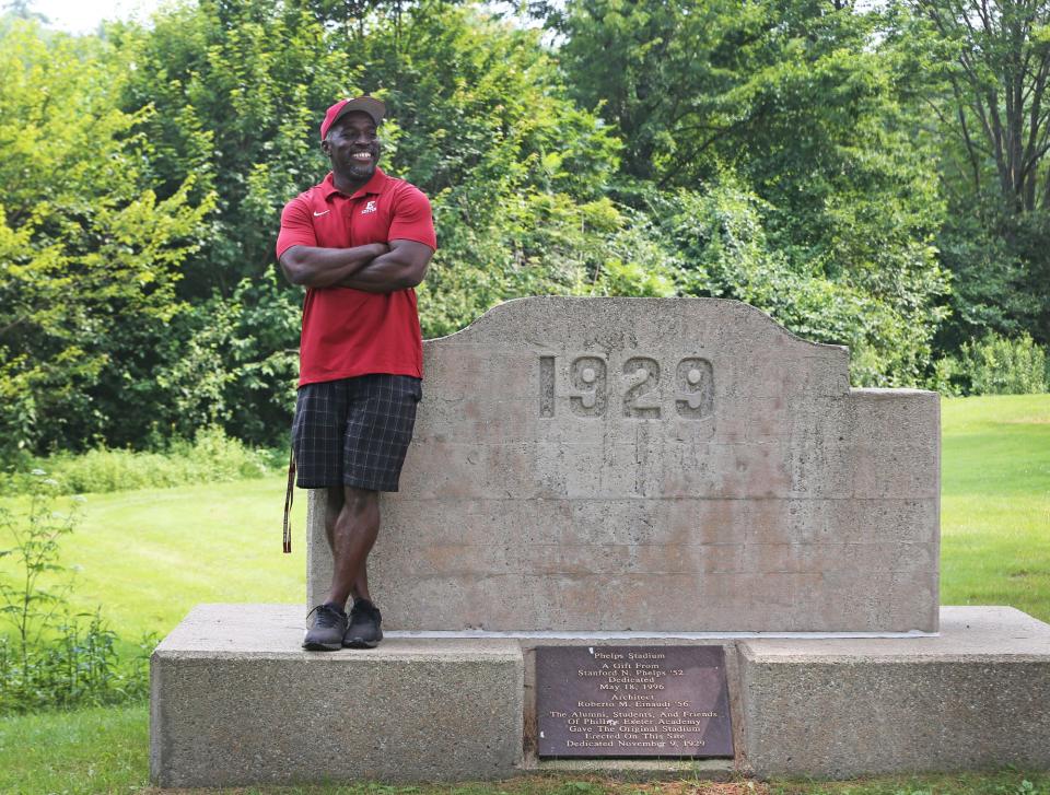 Former UNH running back Stephan Lewis has enjoyed making an impact coaching in recent years on the Phillips Exeter Academy staff.