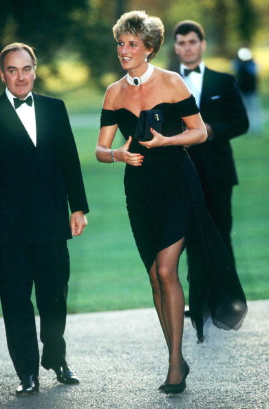 <div class="inline-image__caption"><p>Diana in her Christina Stambolian dress.</p></div> <div class="inline-image__credit">Tim Graham Photo Library via Getty</div>