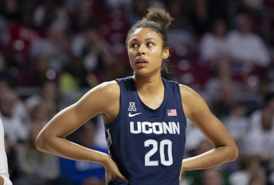 Connecticut forward Olivia Nelson-Ododa leads the No. 4 Huskies. (AP Photo/Laurence Kesterson)