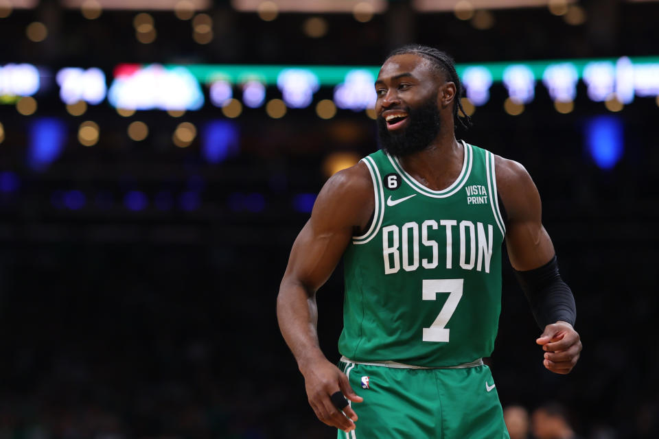 Jaylen Brown has made five trips to the Eastern Conference finals since the Boston Celtics selected him with the No. 3 overall pick in the 2016 NBA draft. (Maddie Meyer/Getty Images)