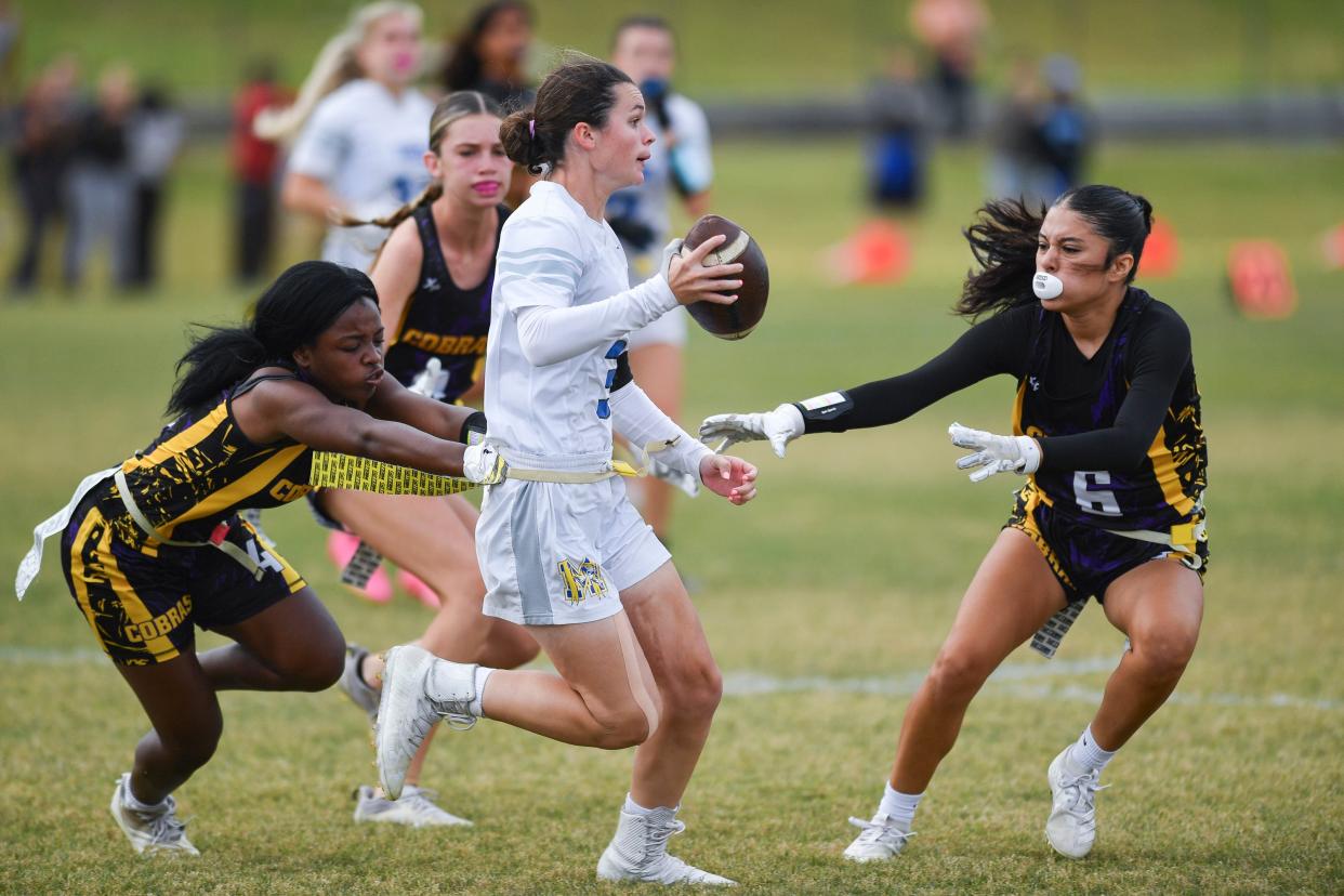 Fort Pierce Central hosts Martin County in a Region 5-2A flag football final Tuesday, April 30, 2024. Central won 25-0.